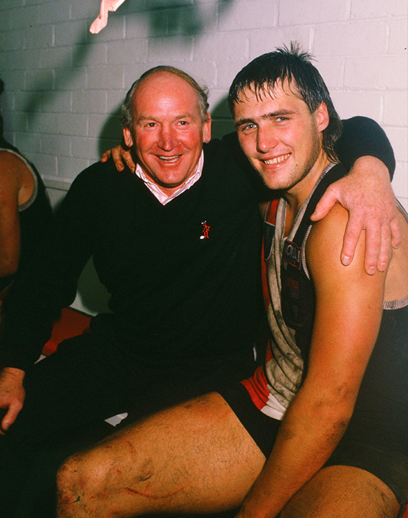 St Kilda Football Club Coach Darrel Baldock with Tony Lockett