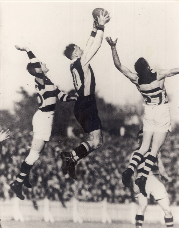 St Kilda Football Club's Bill Mohr Marking the Ball