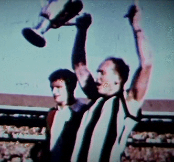 Ian Baldock Celebrating with the 1966 VFL Premiership Cup