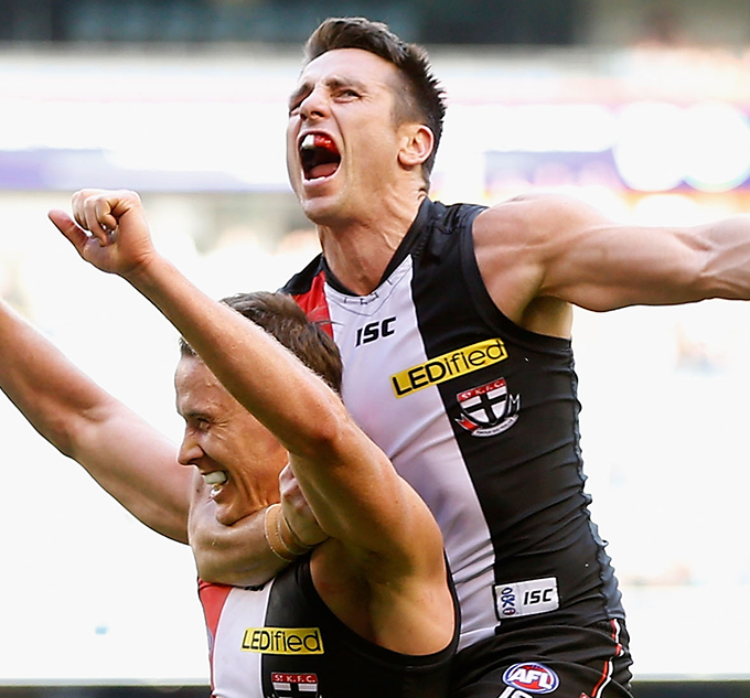 Stephen Milne Celebrating for the St Kilda Football Club